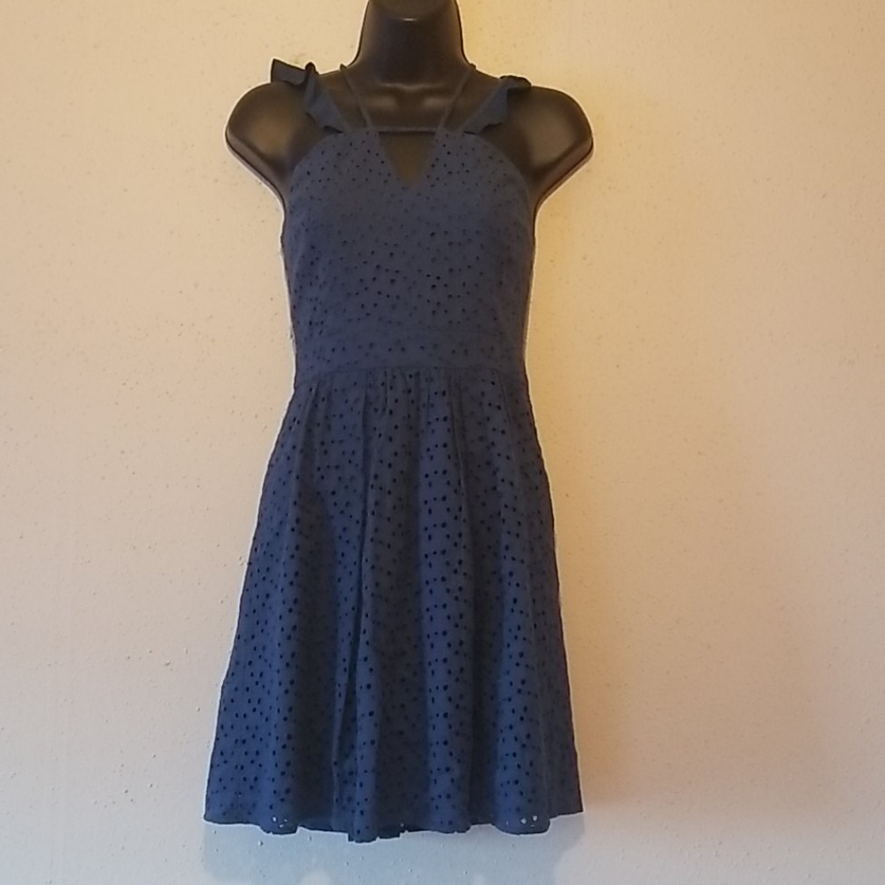 BCBGeneration Halter Fit & Flair Eyelet Knit Dress